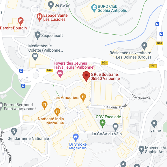 Emplacement sur google maps d'Azur Tech Research